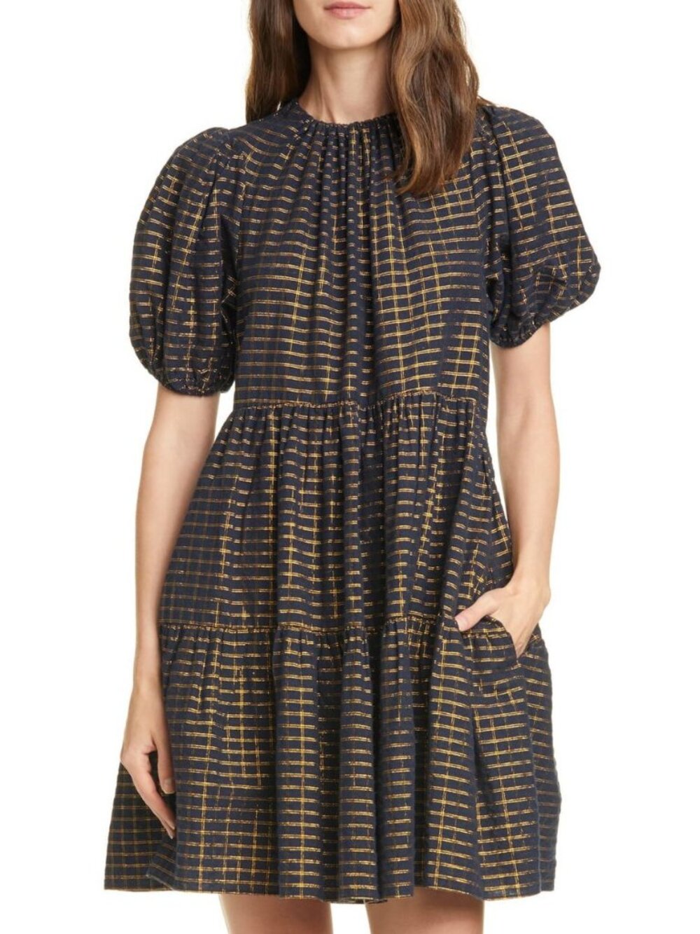 Ulla Johnson Plaid Dion Babydoll Mini Dress